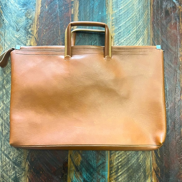 Other - Vintage Brown Camel Leather Document Bag Briefcase Laptop bag